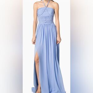 Dress The Population Aura Chiffon Halter Maxi Dress NWT size medium blue